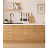 T Designo Barkın Alt Modül-Çok Amaçlı Dolap -160 cm -2 Kapaklı-3 Çekmeceli-Laminat Beyaz Tezgah Dahil - Atlantik Çam