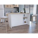 T Designo Bengi Mutfak Adası Beyaz - AtlantikÇam Tezgahlı-150 Cm-Oturma Alanlı-Masa