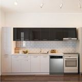 T Designo Beyaz/antrasit - Tiran Hazır Mutfak Dolabı Kiler Dahil -320CM-BEYAZ Laminat Tezgah Dahil-Bulaşık Makinesi Yeri Mevcut