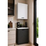 T Designo Bien Kombi Dolabı – Kahve Köşesi-Çok Amaçlı Dolap -Erzak-Mutfak-Kiler Dolabı - 50 cm - Beyaz - Antrasit