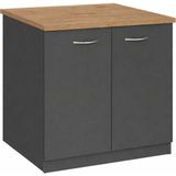 T Designo Fara Bulaşık Makinesi - Çamaşır Makinesi Alt Dolabı - 70 cm - Antrasit - Atlantik Çam