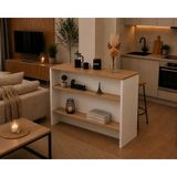 T Designo Figa Mutfak Adası - Mutfak MASASI-120 cm - Beyaz - Atlantik Çam