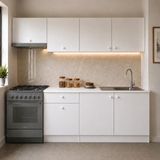 T Designo Giza Hazır Mutfak Dolabı 240 cm - Beyaz Laminat Tezgah Dahil - Mat