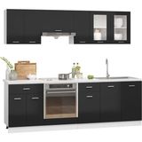 T Designo Hector Mutfak Dolabı Modern Tasarım Siyah Highgloss 230 cm Tezgah Dahil