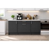 T Designo Kali Alt Modül-Çok Amaçlı Dolap -140 cm -3 Kapaklı-1 Çekmeceli-Laminat Beyaz Tezgah Dahil - Antrasit