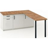 T Designo May Mutfak Adası-L Mutfak Adası-1 Çekmeceli 3 Kapaklı-Çok Amaçlı Dolap-Alt Modül-Kiler -150 cm - Beyaz - Atlantik Çam