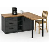 T Designo Nara Mutfak Adası -L Mutfak Adası -3 Çekmeceli 1 Kapaklı - Çok Amaçlı Dolap - Alt Modül - Kiler -130 cm - Antrasit - AtlantikÇam