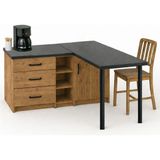 T Designo Nara Mutfak Adası -L Mutfak Adası -3 Çekmeceli 1 Kapaklı - Çok Amaçlı Dolap - Alt Modül - Kiler -130 cm - Atlantik Çam - Antrasit
