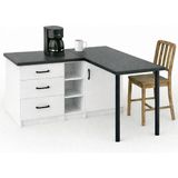 T Designo Nara Mutfak Adası -L Mutfak Adası -3 Çekmeceli 1 Kapaklı - Çok Amaçlı Dolap - Alt Modül - Kiler -130 cm - Beyaz - Antrasit