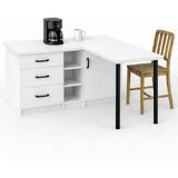 T Designo Nara Mutfak Adası -L Mutfak Adası -3 Çekmeceli 1 Kapaklı - Çok Amaçlı Dolap - Alt Modül - Kiler -130 cm - Beyaz