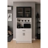 T Designo Re Çok Amaçlı Dolap-Mikrodalga-Erzak-Airfryer-Mutfak-Kiler Dolabı-Kahve Köşesi - 90 cm - Siyah - Beyaz