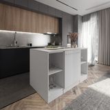 T Designo Reina Mutfak Adası Alt Modül 140 Cm Beyaz -Atlantikçam Tezgah Dahil