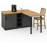 T Designo Sara L Mutfak Adası - 2 Kapaklı - Çok Amaçlı Dolap - Alt Modül - Kiler - 130 cm - Antrasit - AtlantikÇam