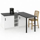 T Designo Sara L Mutfak Adası - 2 Kapaklı - Çok Amaçlı Dolap - Alt Modül - Kiler - 130 cm - Antrasit - Beyaz