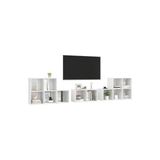 T Designo Tdesıgno Alev Kitaplıklı Televizyon Sehpası - Ünitesi -Kitaplık-Beyaz 240 cm 12 Raflı