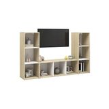 T Designo Tdesıgno Deren Kitaplıklı Televizyon Sehpası - Ünitesi -Kitaplık-Meşe Beyaz 150 cm 9 Raflı - Beyaz Meşe