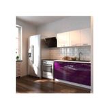 T Designo Tdesigno Hale Hazır Mutfak Dolabı - 140 cm - Parlak Mürdüm Ve Beyaz – Tezgah Dahil