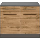 T Designo Tdesigno Odin Mutfak Çekmeceli Alt Modül - Dolap 120 cm Antrasit-Meşe/ Tezgah Dahil