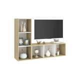 T Designo Tdesıgno Onur Kitaplıklı Televizyon Sehpası - Ünitesi -Kitaplık-Meşe Beyaz 120 cm 6 Raflı - Beyaz Meşe
