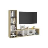 T Designo Tdesıgno Rengul Kitaplıklı Televizyon Sehpası - Ünitesi -Kitaplık-Beyaz 150 cm 8 Raflı - Beyaz - Meşe