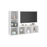 T Designo Tdesıgno Tolga Kitaplıklı Televizyon Sehpası - Ünitesi -Kitaplık-Beyaz 120 cm 6 Raflı