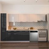 T Designo Tiran Hazır Mutfak Dolabı Beyaz Laminat Tezgah Dahil 320 cm Modern Tasarım ve Geniş Depolama