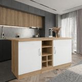 T Designo Wanda 2 Kapaklı Mutfak Adası - Çok Amaçlı Dolap - Hazır Mutfak Dolabı - Erzak-Kiler Dolabı - Beyaz - Atlantik Çam