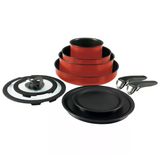 T-Fal Ingenio Yapışmaz Tencere Seti 10 Parça İndüksiyon Fırın Güvenli 500°C Tencere Ve Tavalar Rv Kamp Fırını Kızartma Bulaşık Makinesinde Yıkanabilir Çıkarılabilir Sap Kırmızı