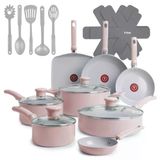 T-Fal Refresh 20 Parça Seramik Tencere Seti Yapışmaz Fırına Dayanıklı 350°C Toz Gül