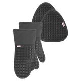 T-Fal Waffle Fırın Eldiveni Ve Tencere Tutucu Seti Isıya Dayanıklı Silikon Saplı 4'Lü Set Kömür