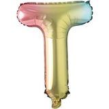 T Harf Gökkuşağı Folyo Balon16 İnç 36 cm
