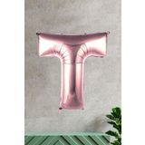 T Harfi Rose Gold Folyo Balon 100 Cm 40 İnç 1 Metre Baş Harf Balon