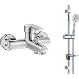 T-may E.c.a Delta Banyo Bataryası + T-May Sardes Mat Inox Oval Borulu Hareketli Sürgülü Duş Seti Üst Takımı - Montaj Dahil Değil