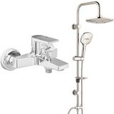 T MAY Eca Dalia Banyo Bataryası+t-may Banyo Ayvacık Elips Tepe Duş Takımı Seti Paslanmaz Krom Gümüş