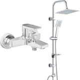 T-may Eca Dalia Banyo Bataryası+T-May Banyo Çam Kare Tepe Paslanmaz Krom Duş Takımı Seti