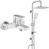 T MAY Eca Dalia Banyo Bataryası+t-may Banyo Çınar Dikdörtgen Tepe Duş Takımı Seti Paslanmaz Krom Gümüş