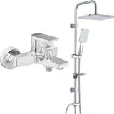 T-may Eca Dalia Banyo Bataryası+T-May Banyo Çınar Dikdörtgen Tepe Duş Takımı Seti Paslanmaz Krom