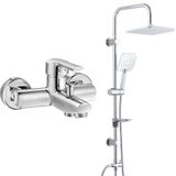 T-MAY ECA Delta Banyo Bataryası+ Banyo Çamlıca Kare Tepe Duş Takımı Seti Paslanmaz Krom