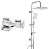 T-MAY ECA Natura Banyo Bataryası+ Banyo Çınar Dikdörtgen Tepe Duş Takımı Seti Paslanmaz Krom