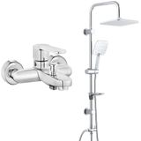 T-MAY ECA Nita Banyo Bataryası+ Banyo Çamlıca Kare Tepe Duş Takımı Seti Paslanmaz Krom