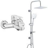 T MAY Eca Nita Banyo Bataryası+t-may Banyo Çamlıca Kare Tepe Duş Takımı Seti Paslanmaz Krom Gümüş