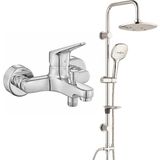 T-may Eca Spylos Banyo Bataryası+T-May Banyo Ayvacık Elips Tepe Duş Takımı Seti Paslanmaz Krom