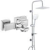 T-MAY ECA Tiera Banyo Bataryası+ Banyo Çamlıca Kare Tepe Duş Takımı Seti Paslanmaz Krom