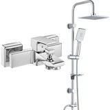 T-may Eca Tiera Banyo Bataryası+T-May Banyo Belen Kare Tepe Duş Takımı Seti Paslanmaz Krom