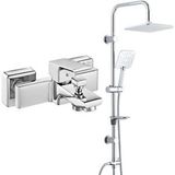 T MAY Eca Tiera Banyo Bataryası+t-may Banyo Çamlıca Kare Tepe Duş Takımı Seti Paslanmaz Krom Gümüş