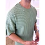 T-Shirt Nefes Alabilen Terletmez Bisiklet Yaka Tshirt Oversize Desenli Bol Kesim Tişört - Yeşil