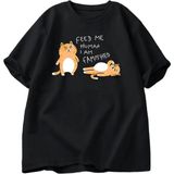 T-Shirts Men Women Fuuny Cat Lovely Print T Shirt Summer Cotton Men's T-Shirts Casual Harajuk - Siyah
