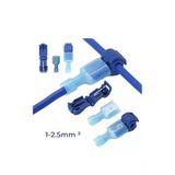 T Tip Hızlı Kolay Kablo Ekleme Aparatı Terminal Konnektör Klips Klemens Mavi 1,5-2,5 Mm2 - 10 Takım