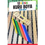 t tuğset etiket 12'li Tam Boy Okul Kuru Boya Kalemi Karton Kutu