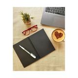 t tuğset etiket Siyah Yapraklı Defter Spiralli 14x20 90gr. 40 Sayfa Ve Beyaz Kaliteli Jel Kalem Hediyeli-t489